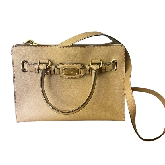 Authentic Michael Kors Leather Handbag in Tan- Size Medium - Picture 5 of 16